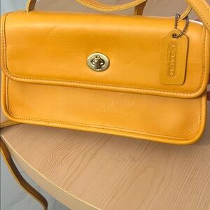 Rare Never Used Vintage Coach Vibrant Yellow Leather Shoulder Bag